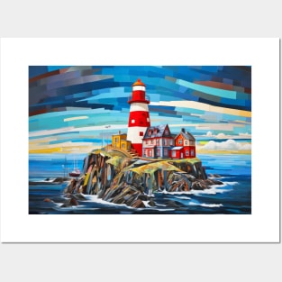 Lighthouse Concept Abstract Colorful Scenery Painting Posters and Art